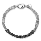 Sterling Silver Ruthenium & Rhodium-plated Fancy Chain Link Bracelet