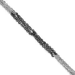 Sterling Silver Ruthenium & Rhodium-plated Fancy Chain Link Bracelet