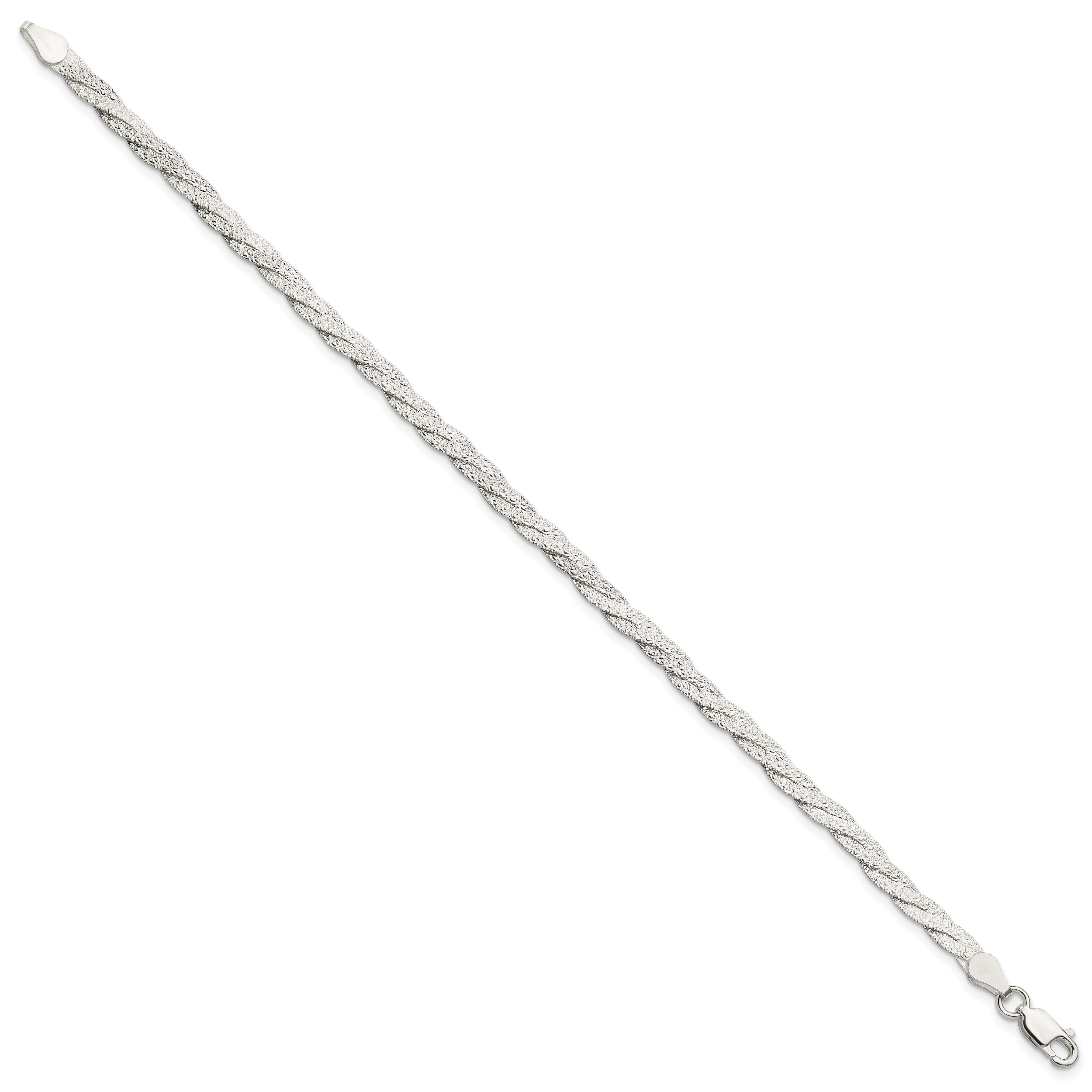 Sterling Silver Fancy Textured Reversible Braided Bracelet