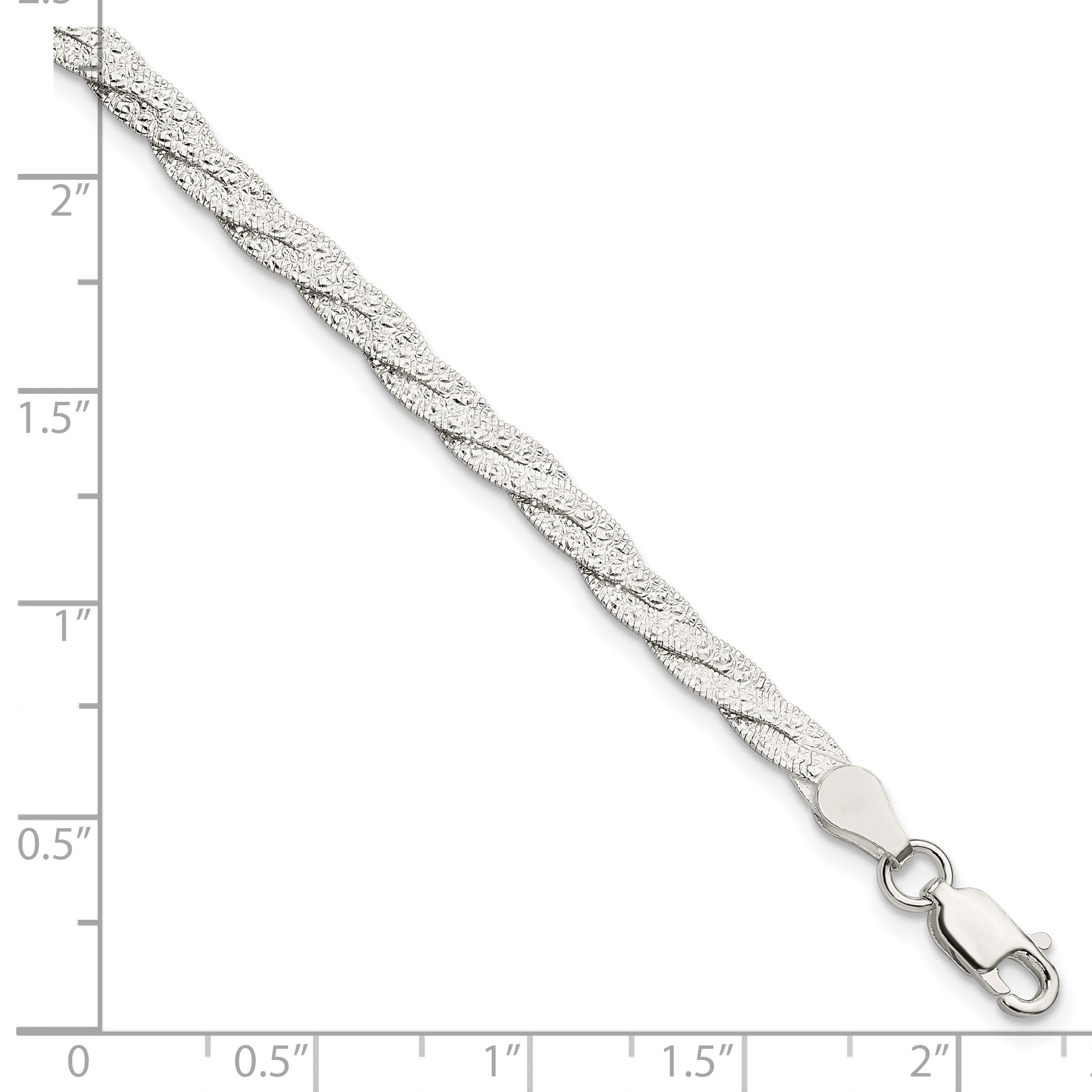Sterling Silver Fancy Textured Reversible Braided Bracelet