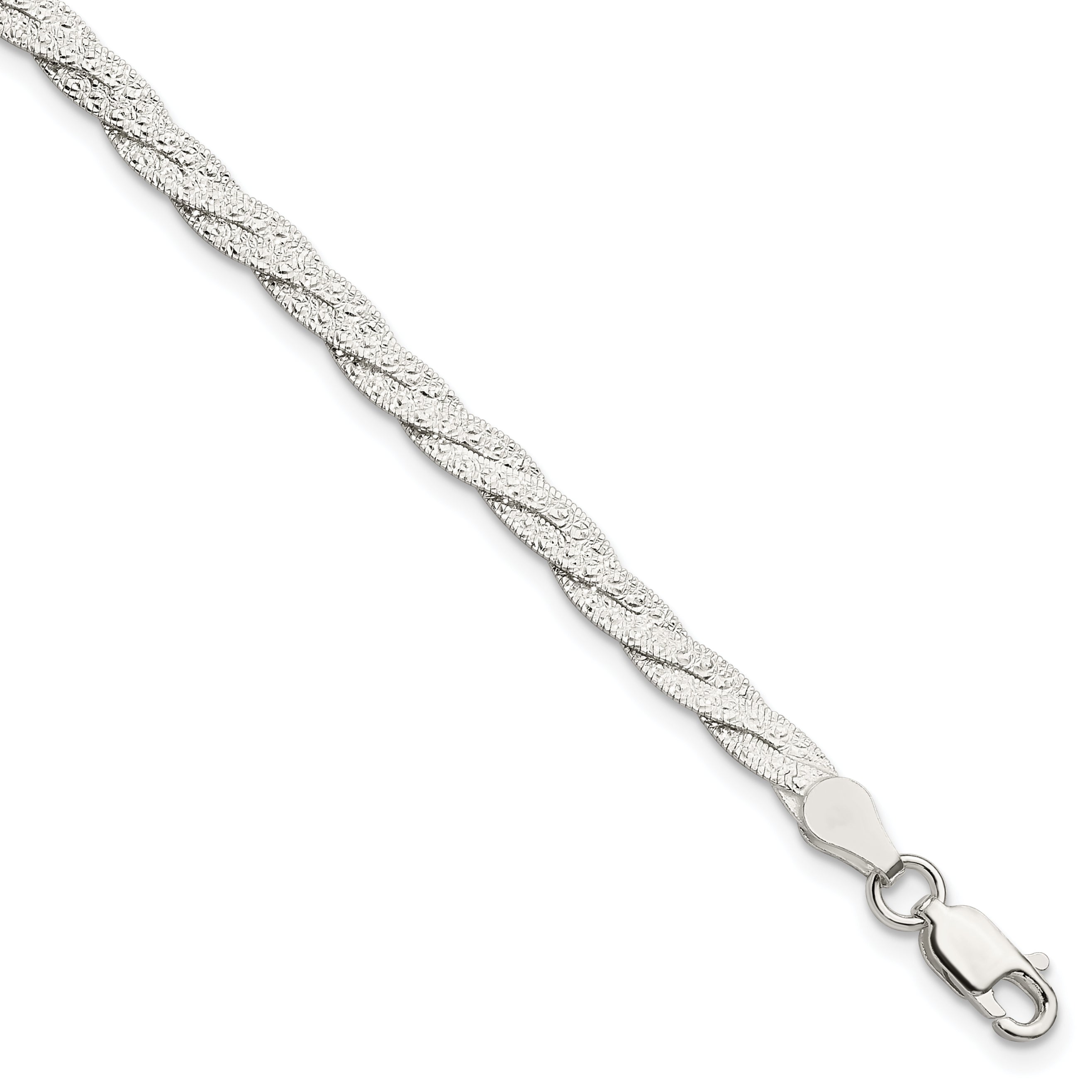 Sterling Silver Fancy Textured Reversible Braided Bracelet Main image