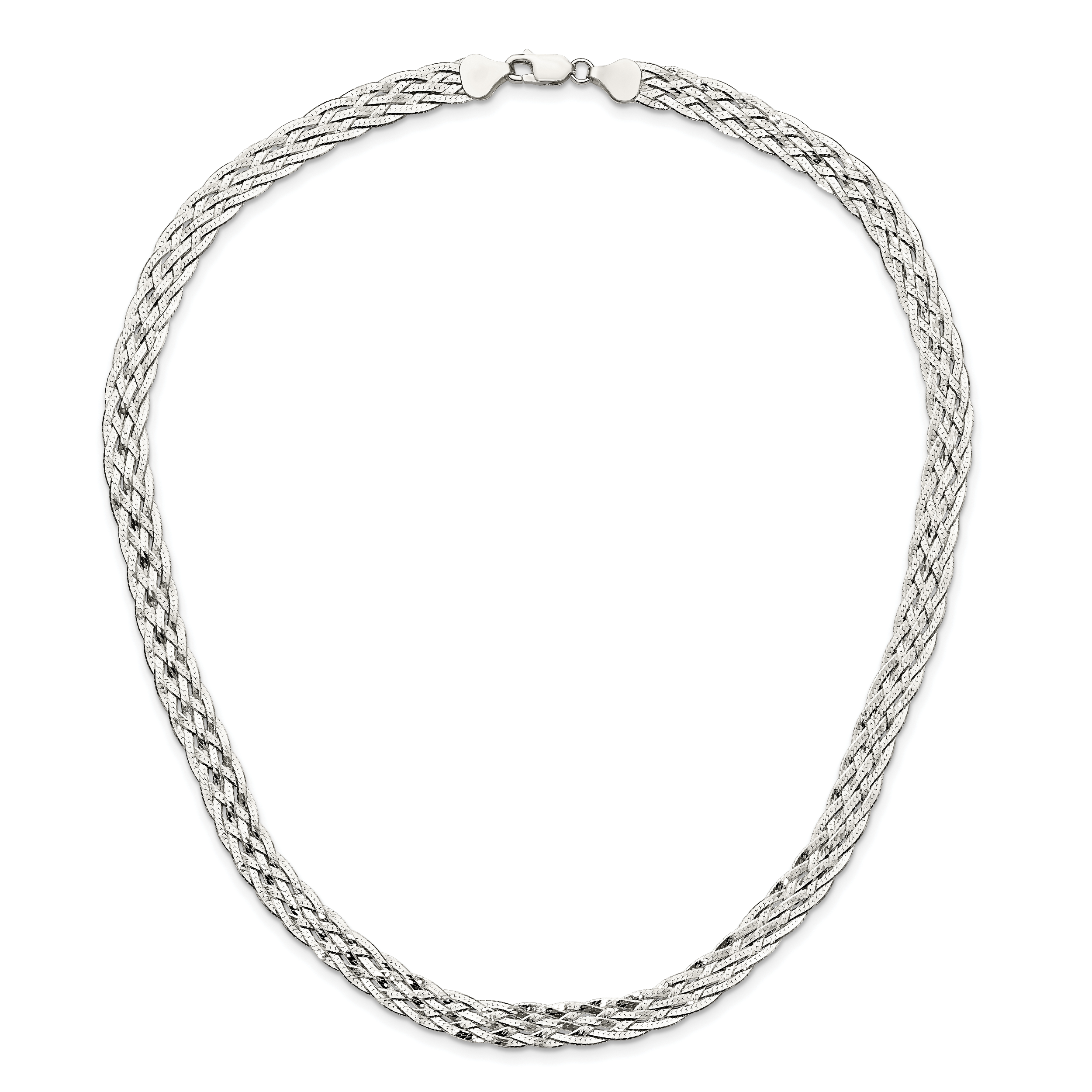 Sterling Silver 925 Braided Fancy Necklace with Polished Anti-Tarnish Finish