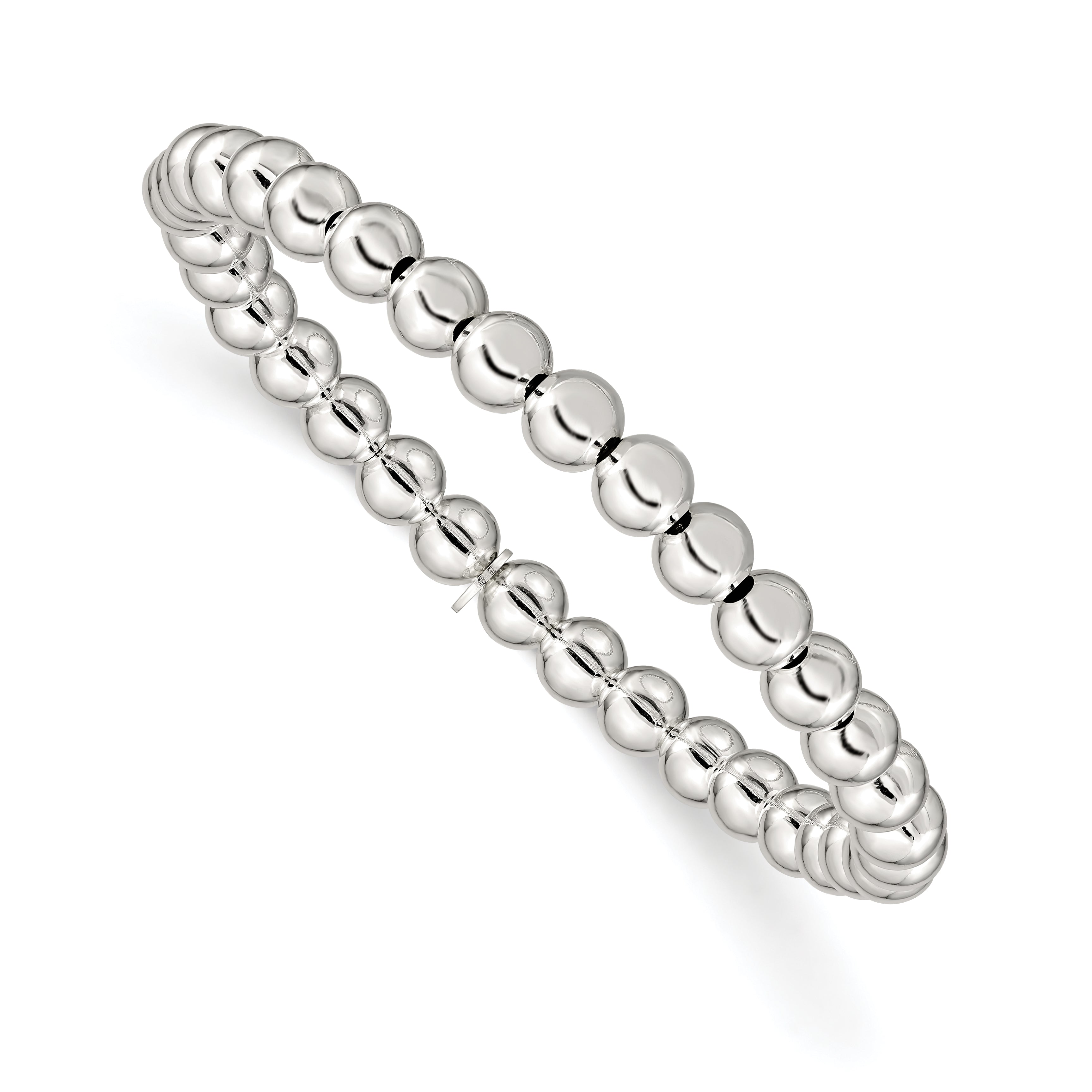 Sterling Silver Polished Bead Stretch Bracelet Main image