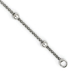 Sophia Jewelers 925 Sterling Silver Beaded Necklace with Polished Mesh Design