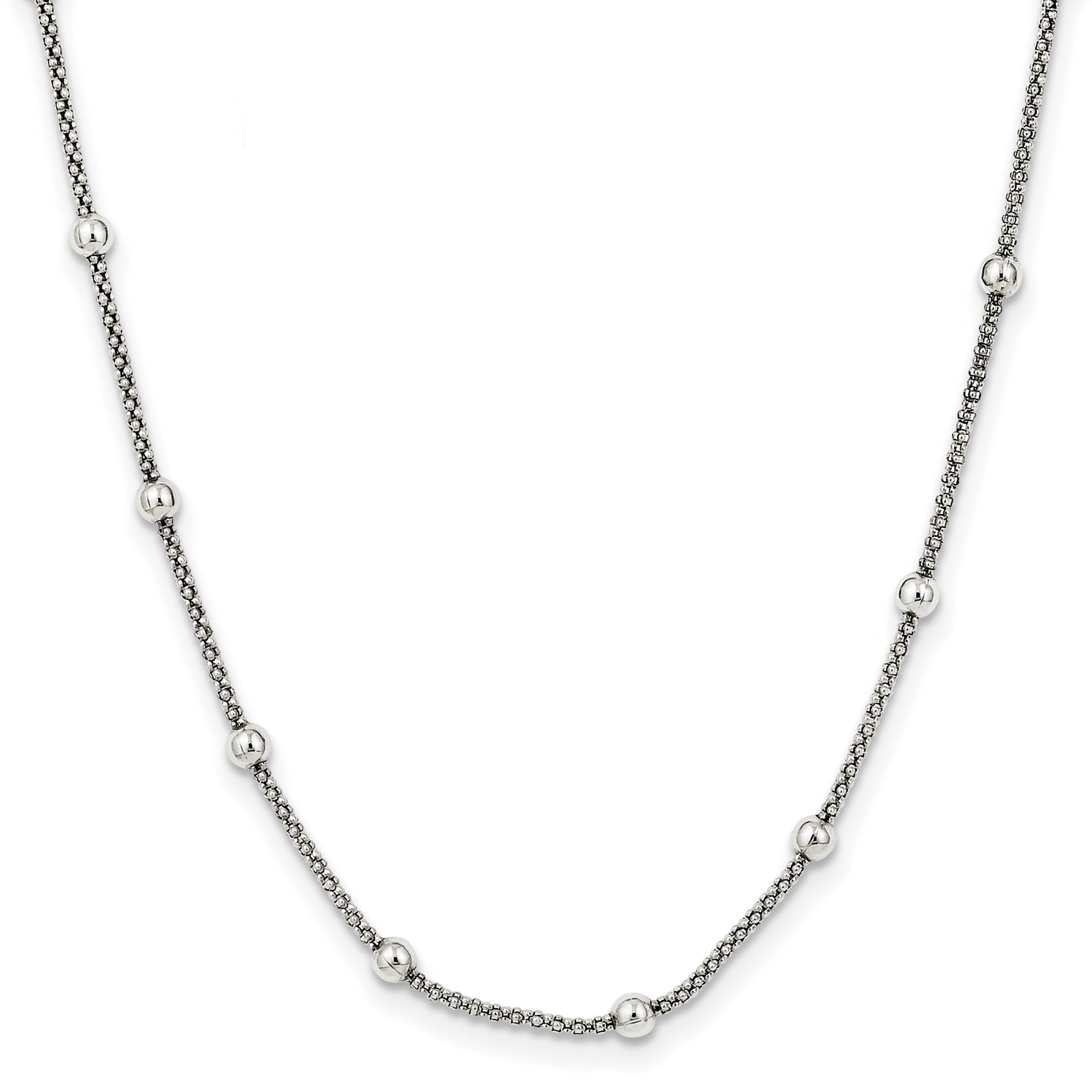 Sterling Silver Polished Beaded Necklace Main image