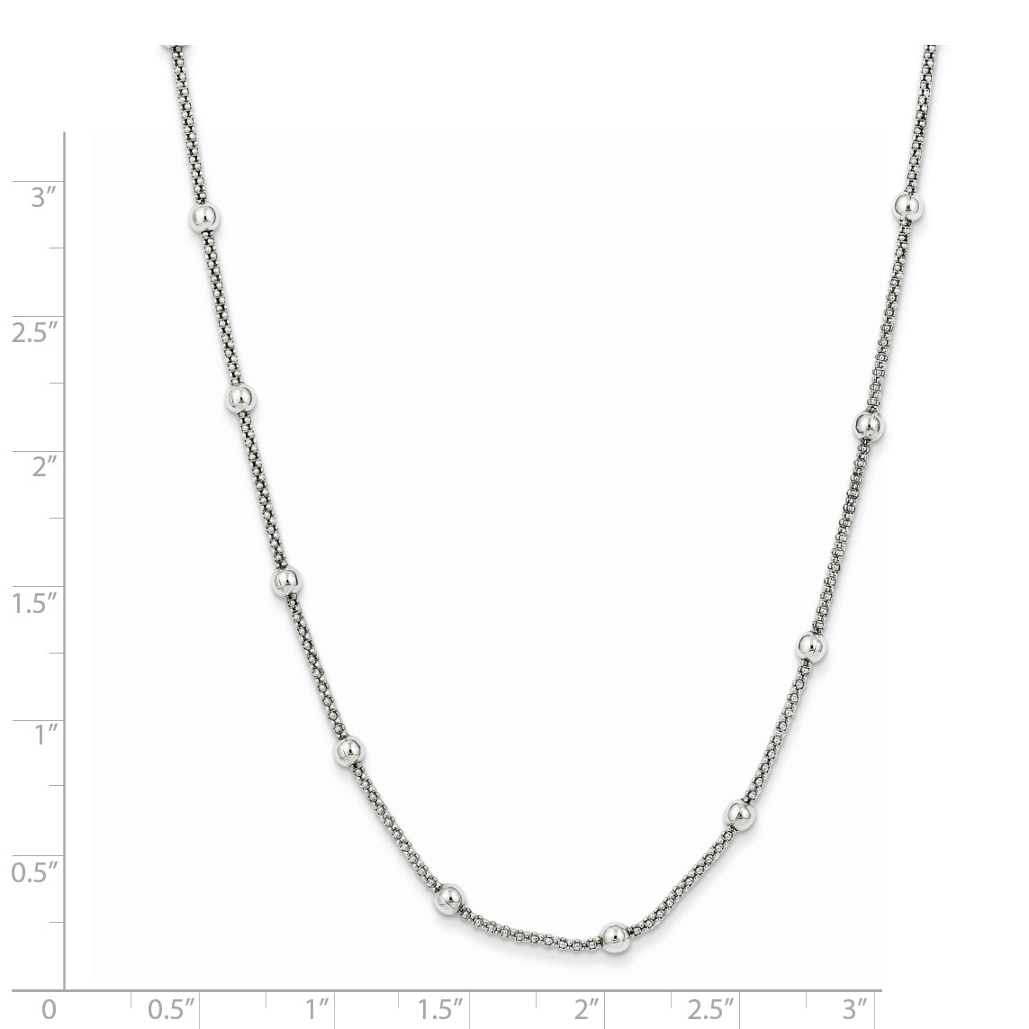 Sophia Jewelers 925 Sterling Silver Beaded Necklace with Polished Mesh Design Secondary image