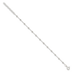 Sterling Silver Polished Beaded 6 Inch with 1 in Ext Bracelet