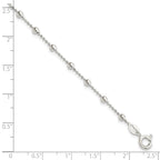 Sterling Silver Polished Beaded 6 Inch with 1 in Ext Bracelet