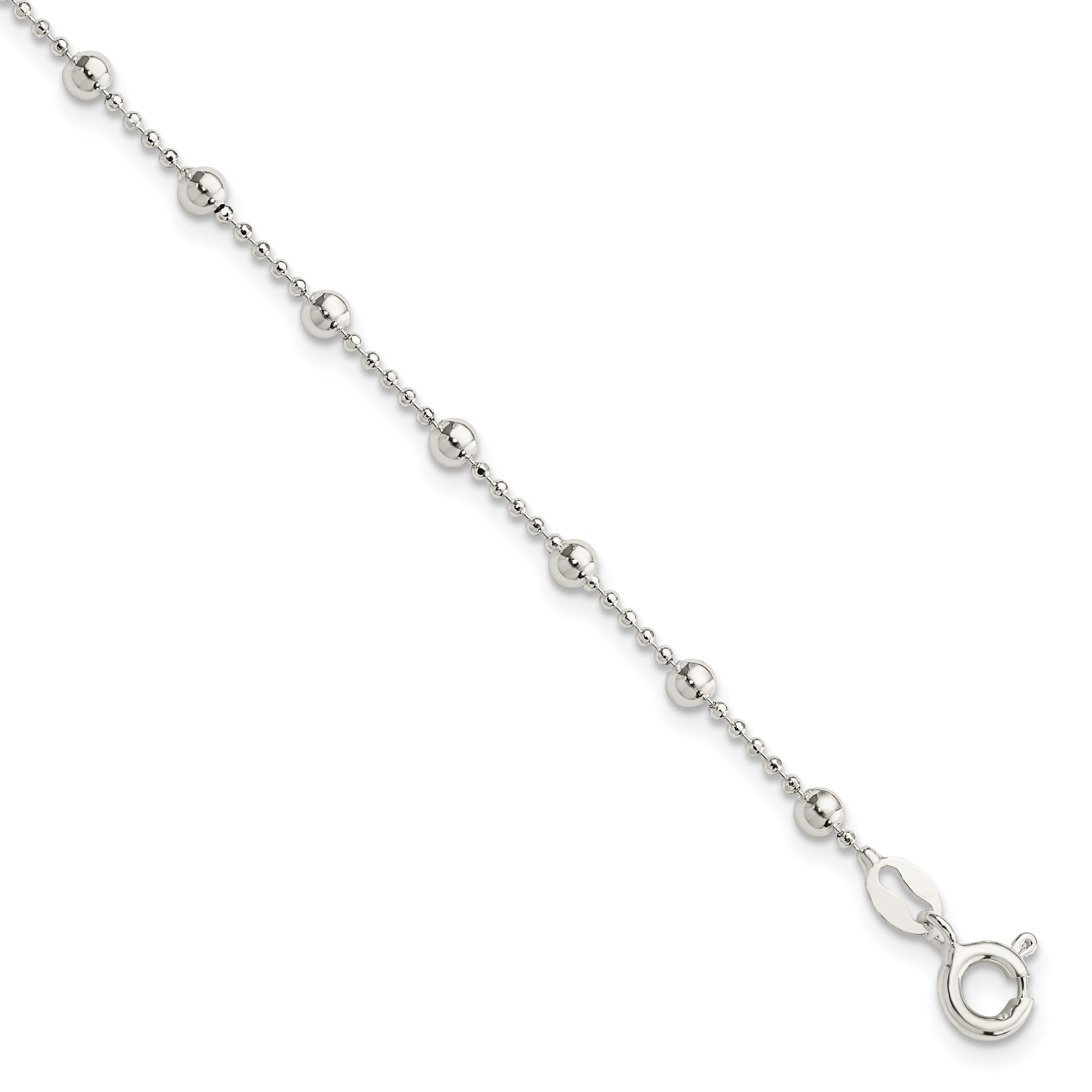 Sterling Silver Polished Beaded 6 Inch with 1 in Ext Bracelet Main image
