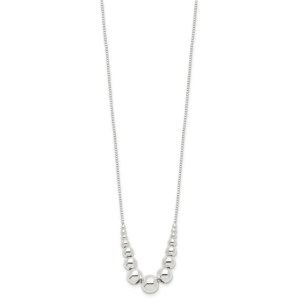 Sophia Jewelers Sterling Silver Beaded Necklace with Polished Finish Elegance