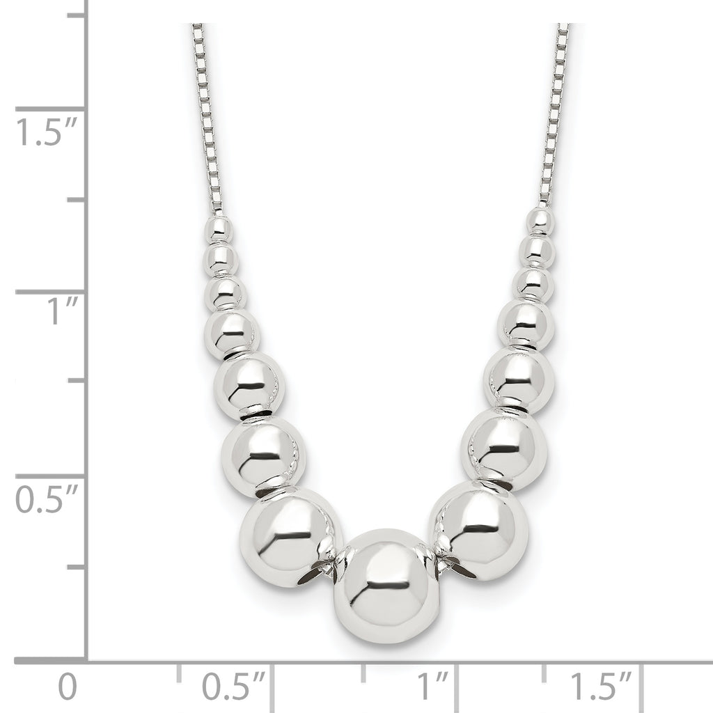 Sophia Jewelers Sterling Silver Beaded Necklace with Polished Finish Elegance