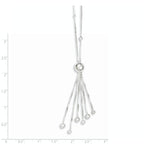 Sterling Silver 925 Beaded Tassel Necklace with Polished Finish for Women
