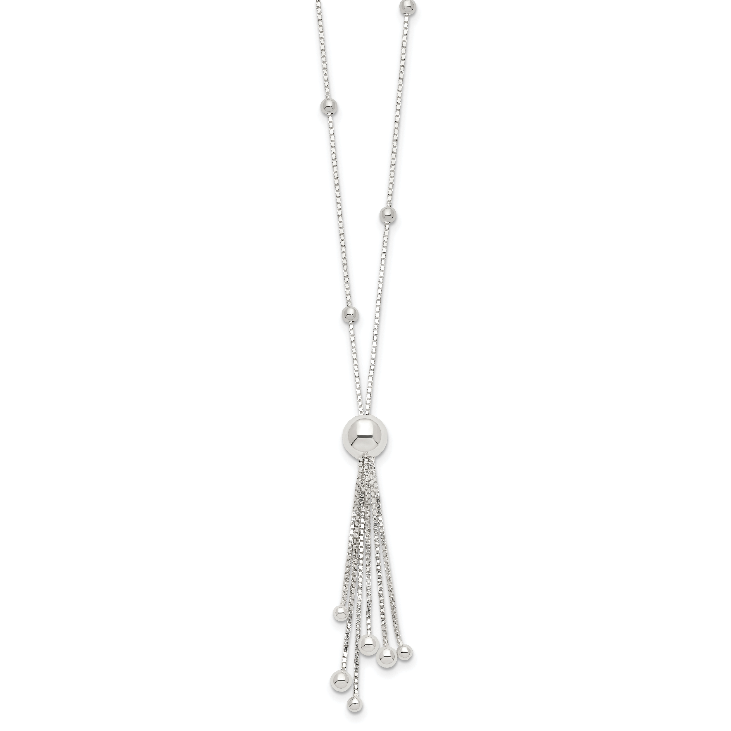 Sterling Silver 925 Beaded Tassel Necklace with Polished Finish for Women Secondary image