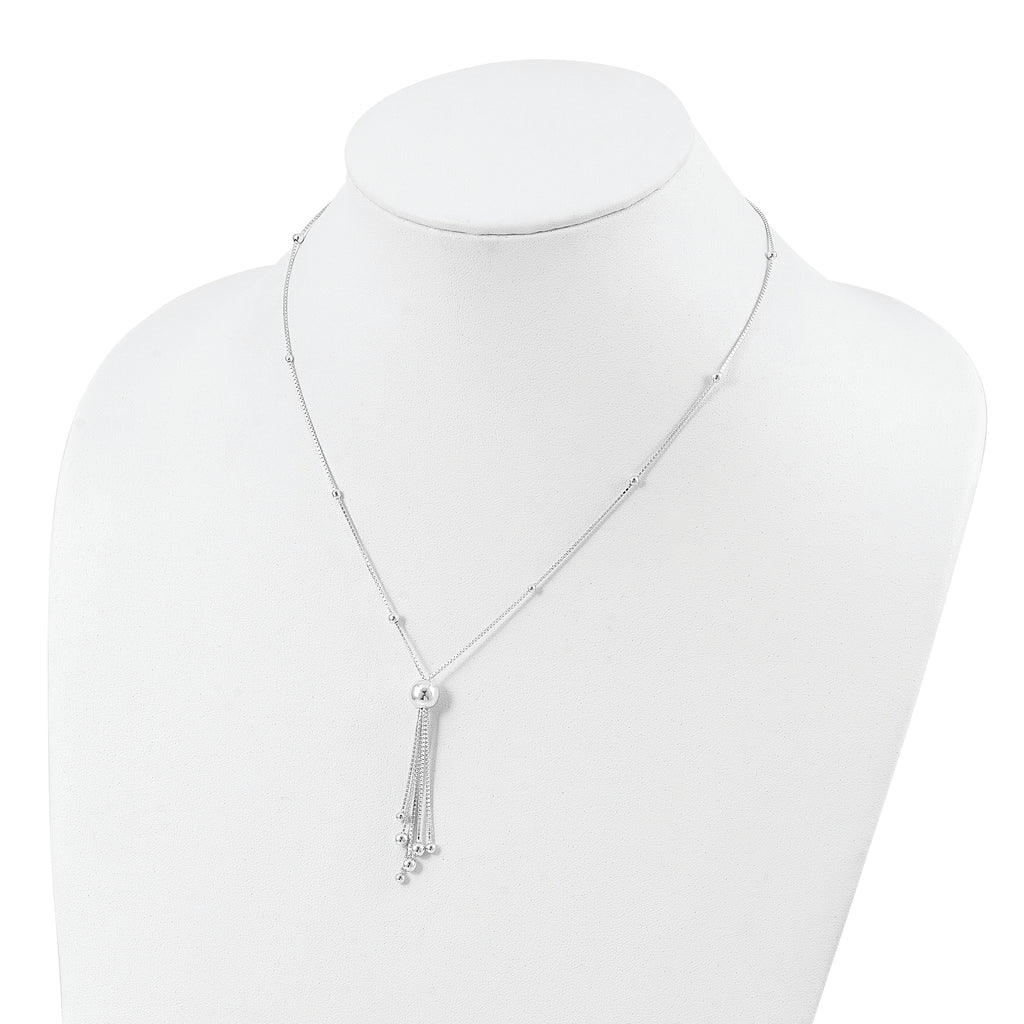 Sterling Silver 925 Beaded Tassel Necklace with Polished Finish for Women