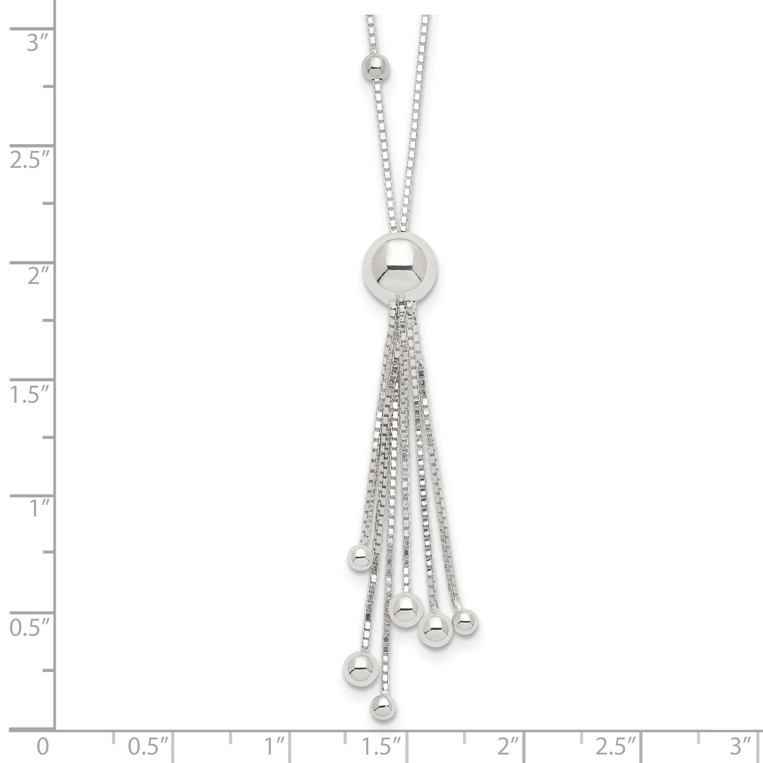 Sterling Silver 925 Beaded Tassel Necklace with Polished Finish for Women