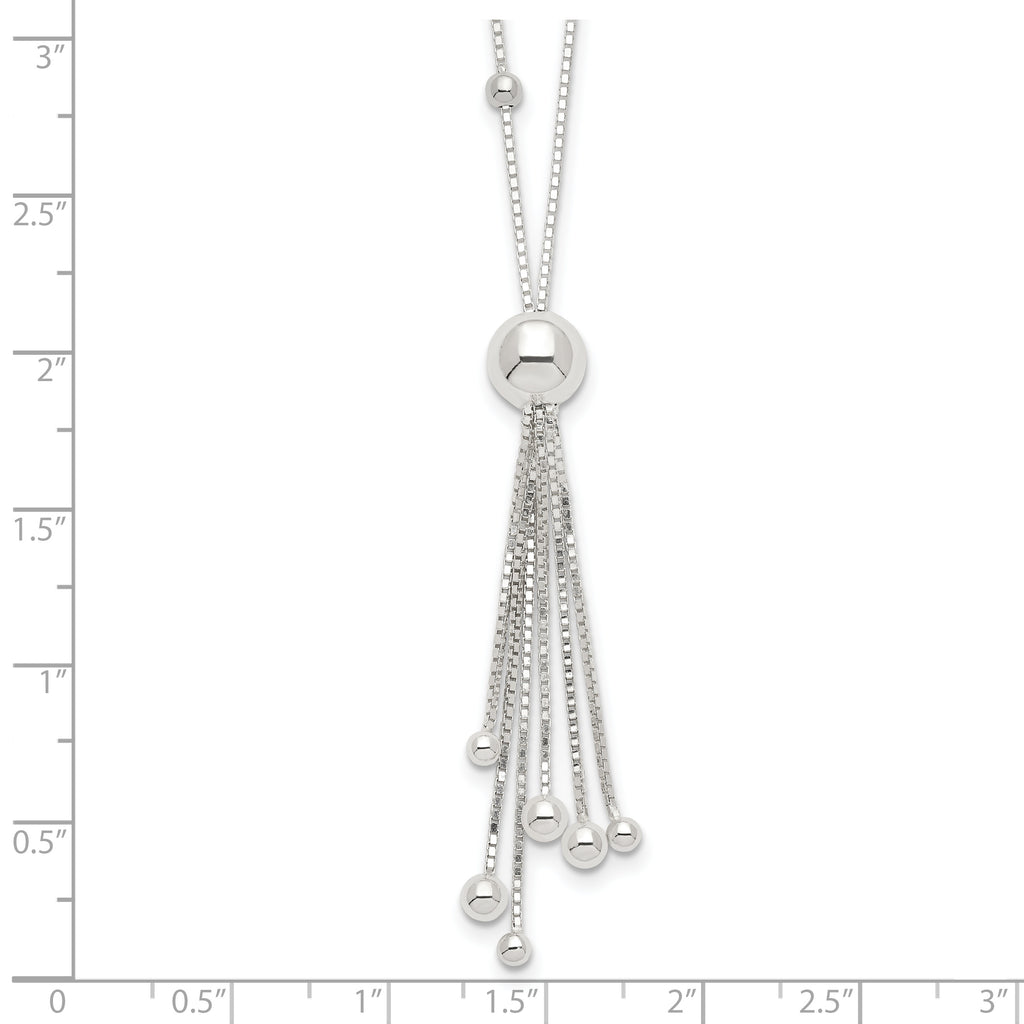 Sterling Silver 925 Beaded Tassel Necklace with Polished Finish for Women
