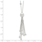 Sterling Silver 925 Beaded Tassel Necklace with Polished Finish for Women