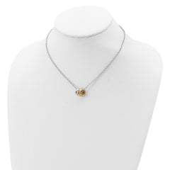 Sterling Silver Multi-Tone 925 Necklace with Tri-Color Circle Pendants - 16