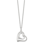 Sterling Silver 925 Double Heart Necklace with Polished Anti-Tarnish Finish