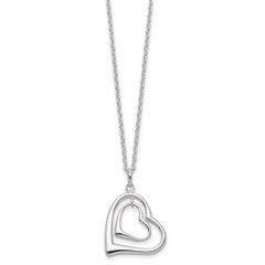 Sterling Silver 925 Double Heart Necklace with Polished Anti-Tarnish Finish