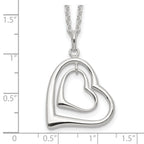 Sterling Silver 925 Double Heart Necklace with Polished Anti-Tarnish Finish