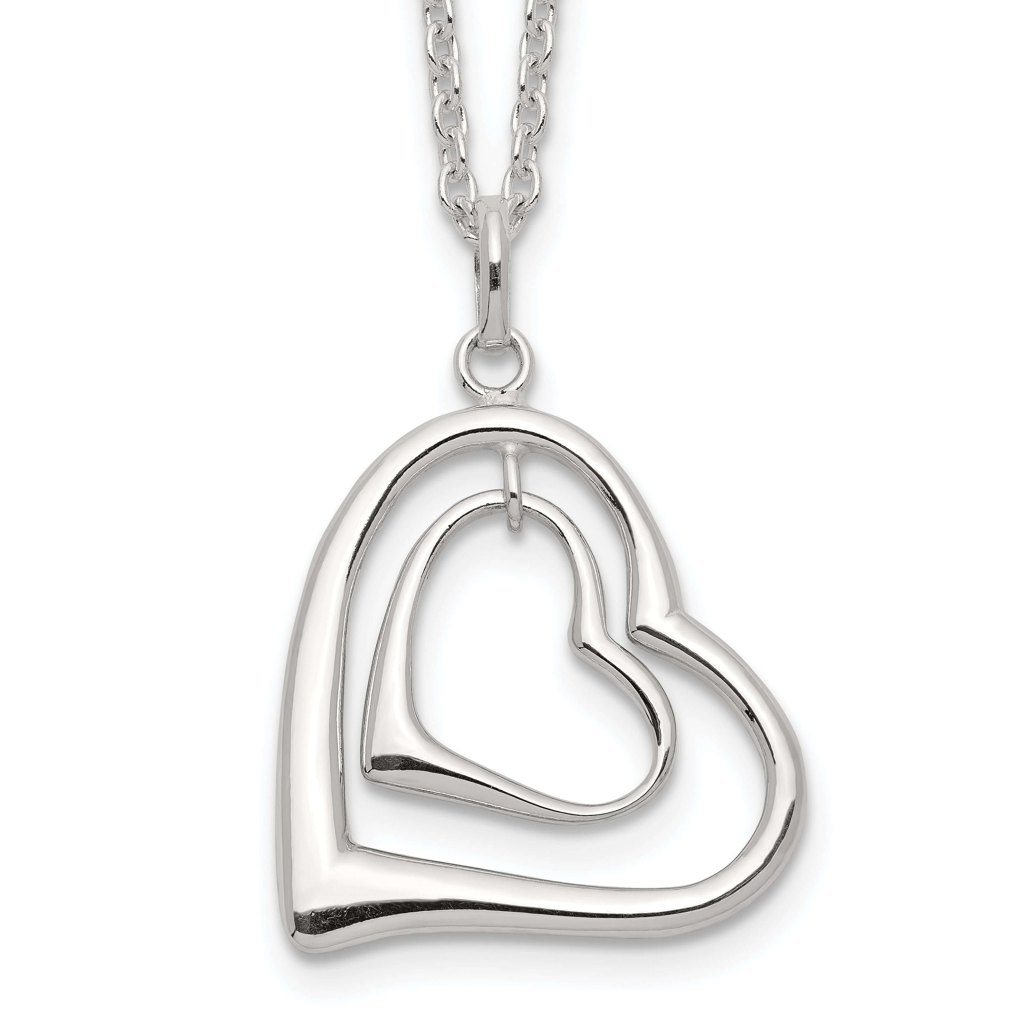 Sterling Silver Double Heart Necklace Main image