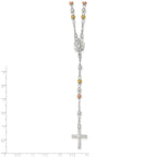 Sterling Silver 925 Two-Tone Rosary Necklace with Polished Finish