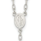 Sterling Silver Tri-Color Rosary Necklace with Polished Finish, 26-Inch