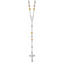 Sterling Silver Polished Rosary Tri-color Beads Necklace