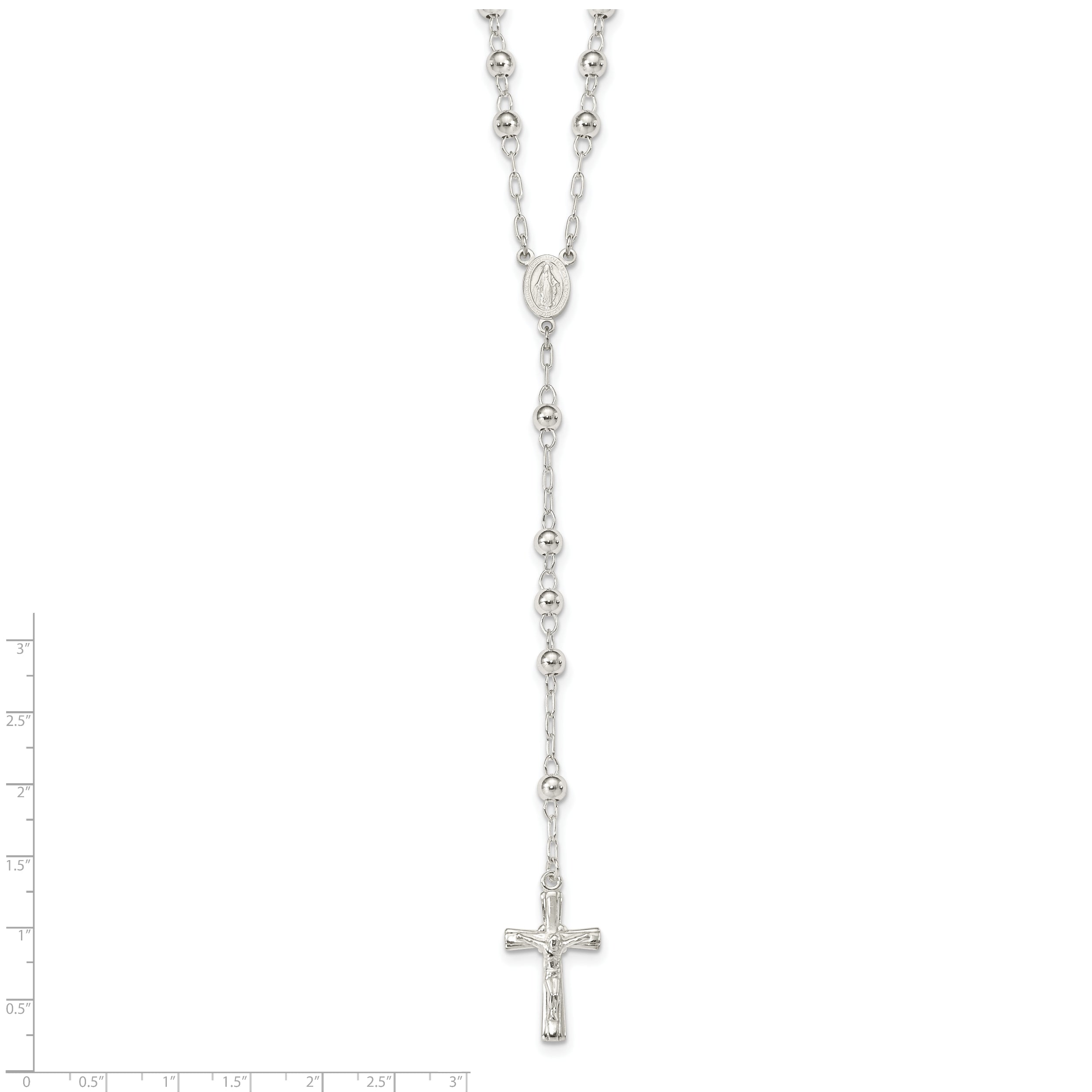 Sophia Jewelers 925 Sterling Silver Polished 26 Rosary Necklace for Women
