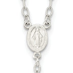 Sterling Silver Tri-color Rosary Necklace with Gold-Plated Polished Beads