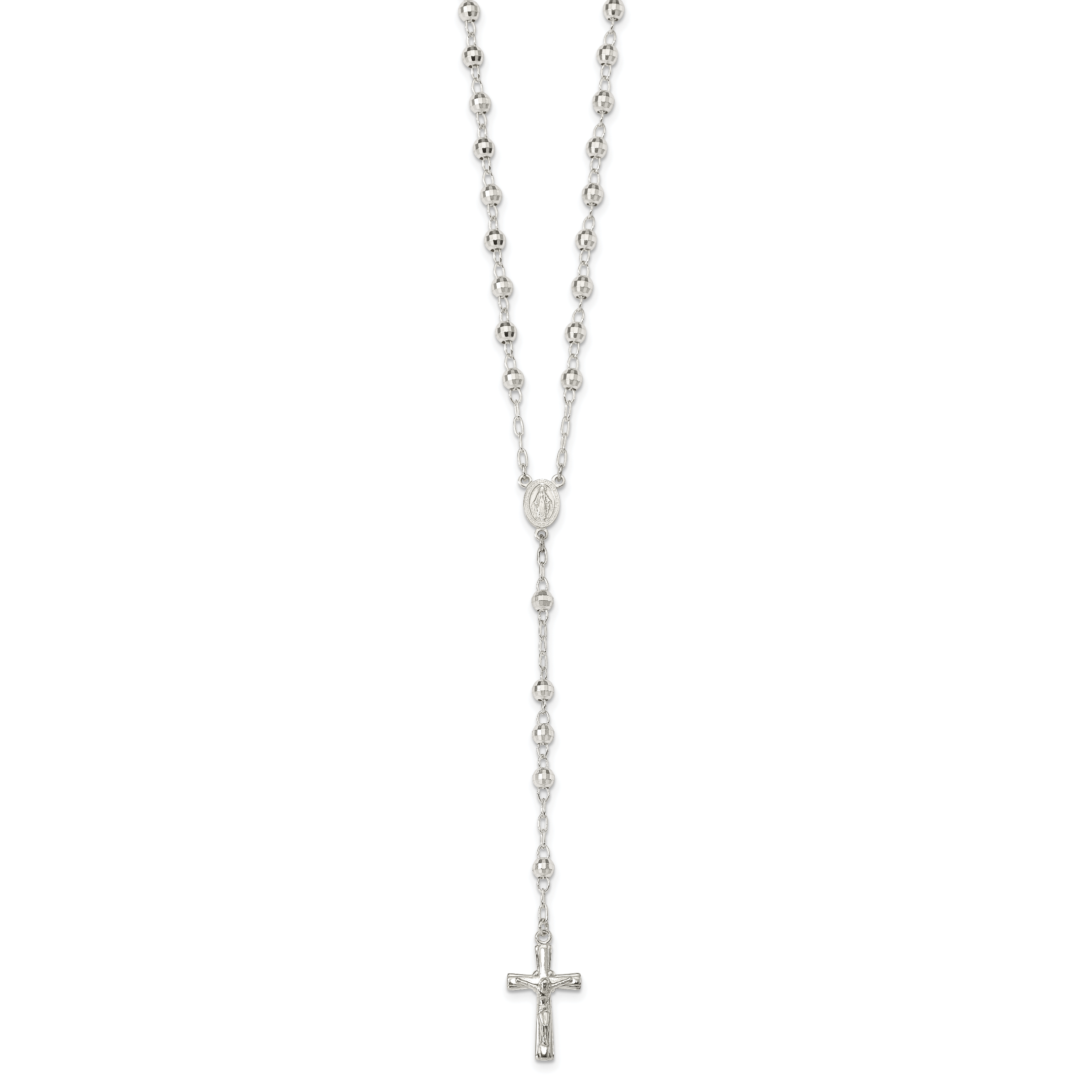 Sophia Jewelers Sterling Silver 26 Polished Rosary Necklace for Women Secondary image