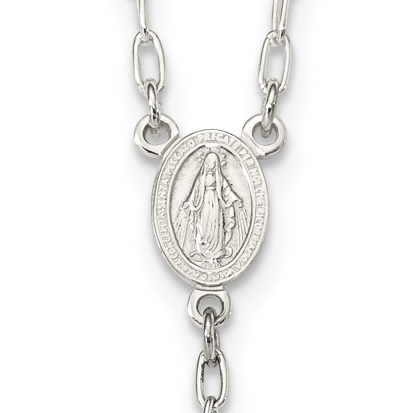 Sophia Jewelers Sterling Silver 26 Polished Rosary Necklace for Women