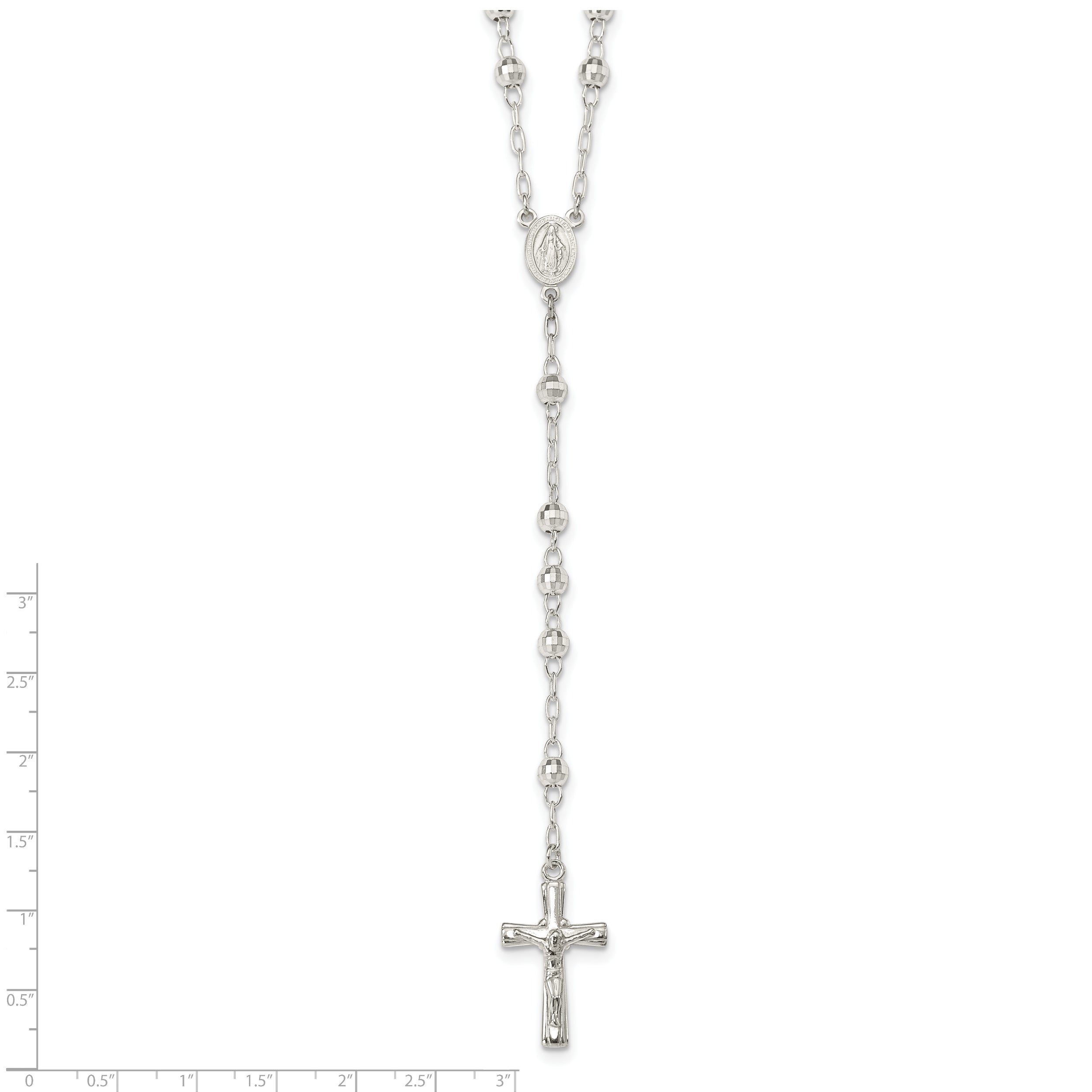 Sophia Jewelers Sterling Silver 26 Polished Rosary Necklace for Women - 26