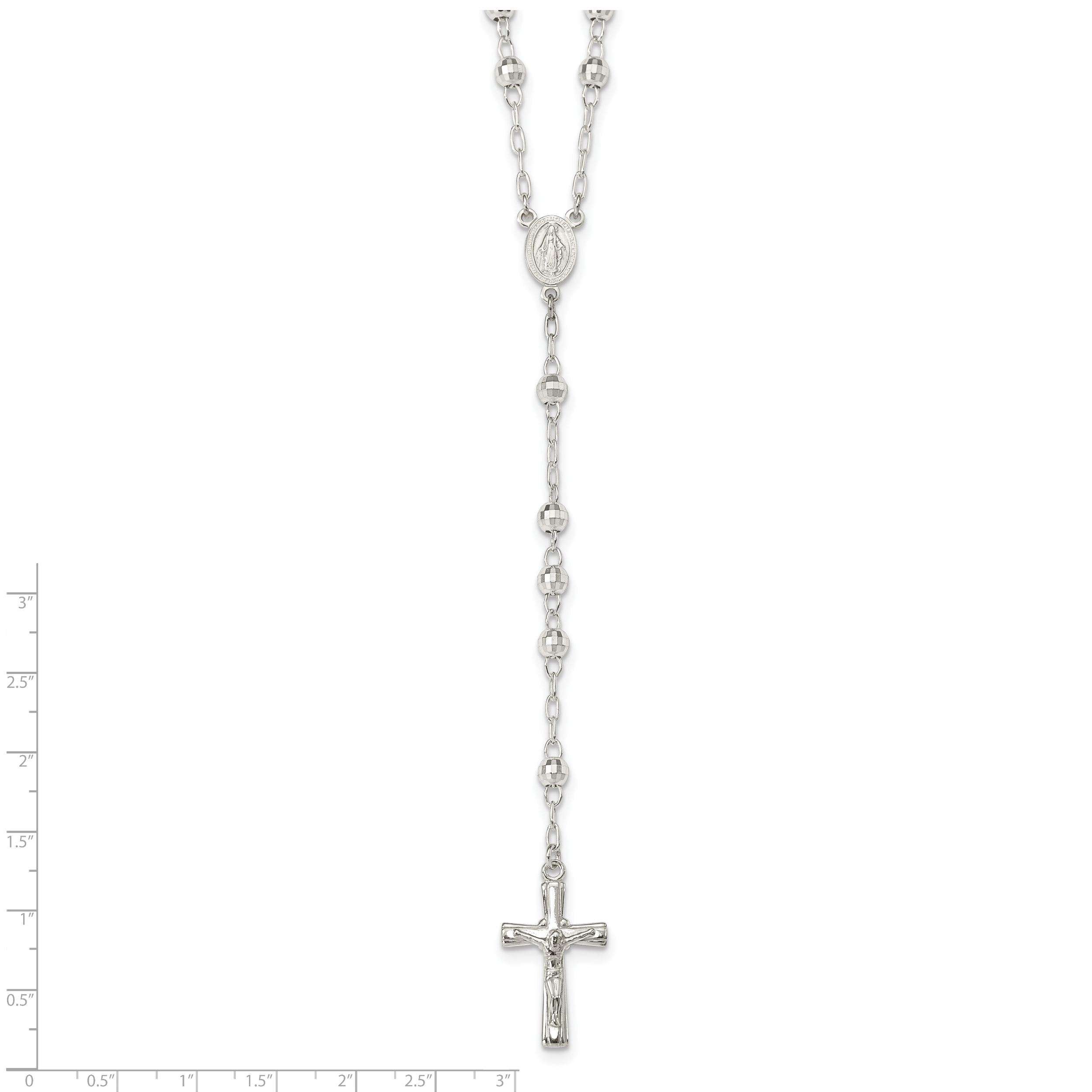 Sophia Jewelers Sterling Silver 26 Polished Rosary Necklace for Women