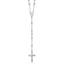 Sterling Silver Polished and Textured Bead Rosary 26 inch Necklace