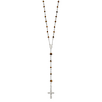 Sterling Silver Tiger Eye Rosary Necklace 33 Polished Women's Jewelry