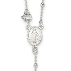 Sterling Silver Polished Rosary 18 inch Necklace