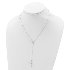 Sterling Silver 925 Rosary Necklace Polished Finish Elegant Women's Design - 18