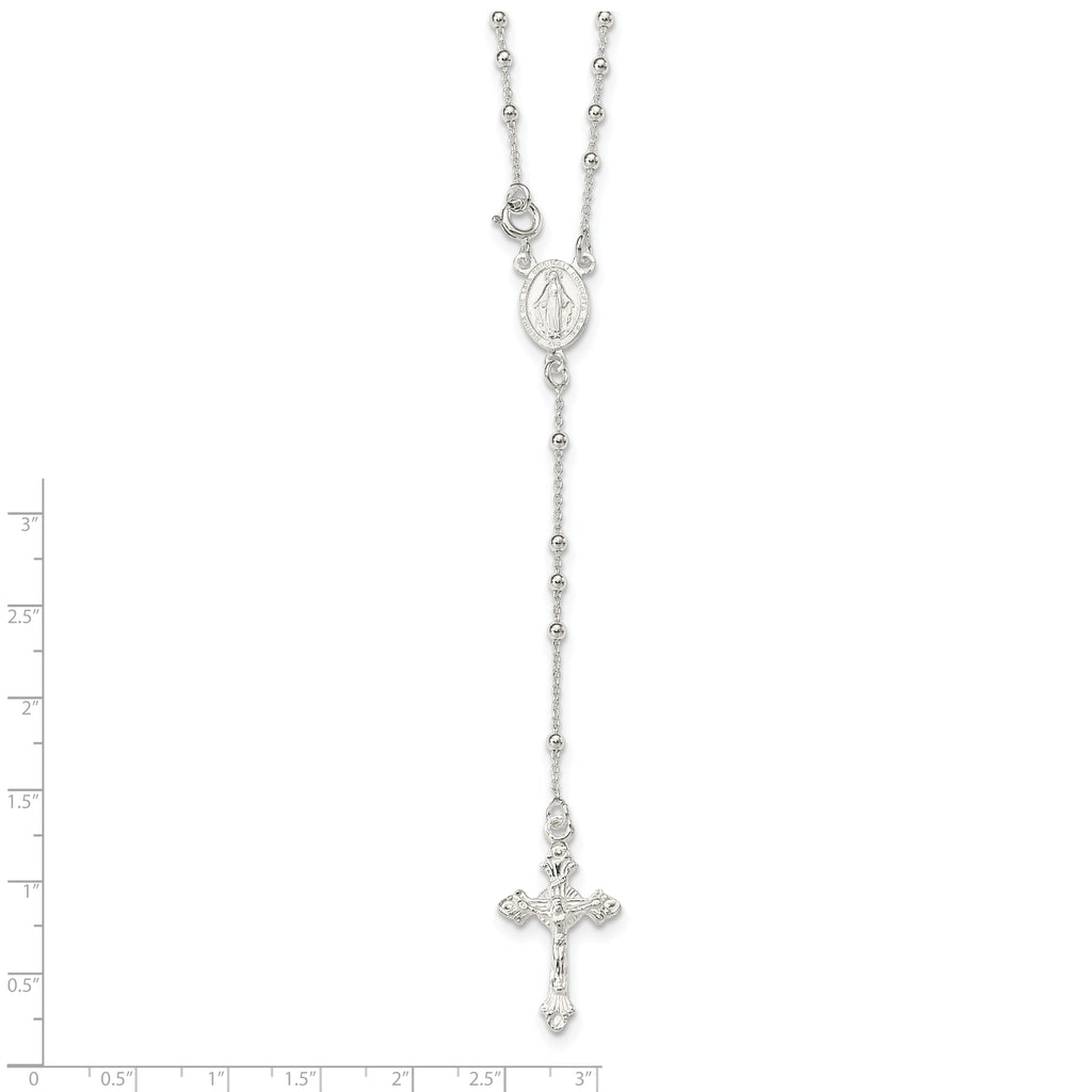 Sterling Silver 925 Rosary Necklace Polished Finish Elegant Women's Design