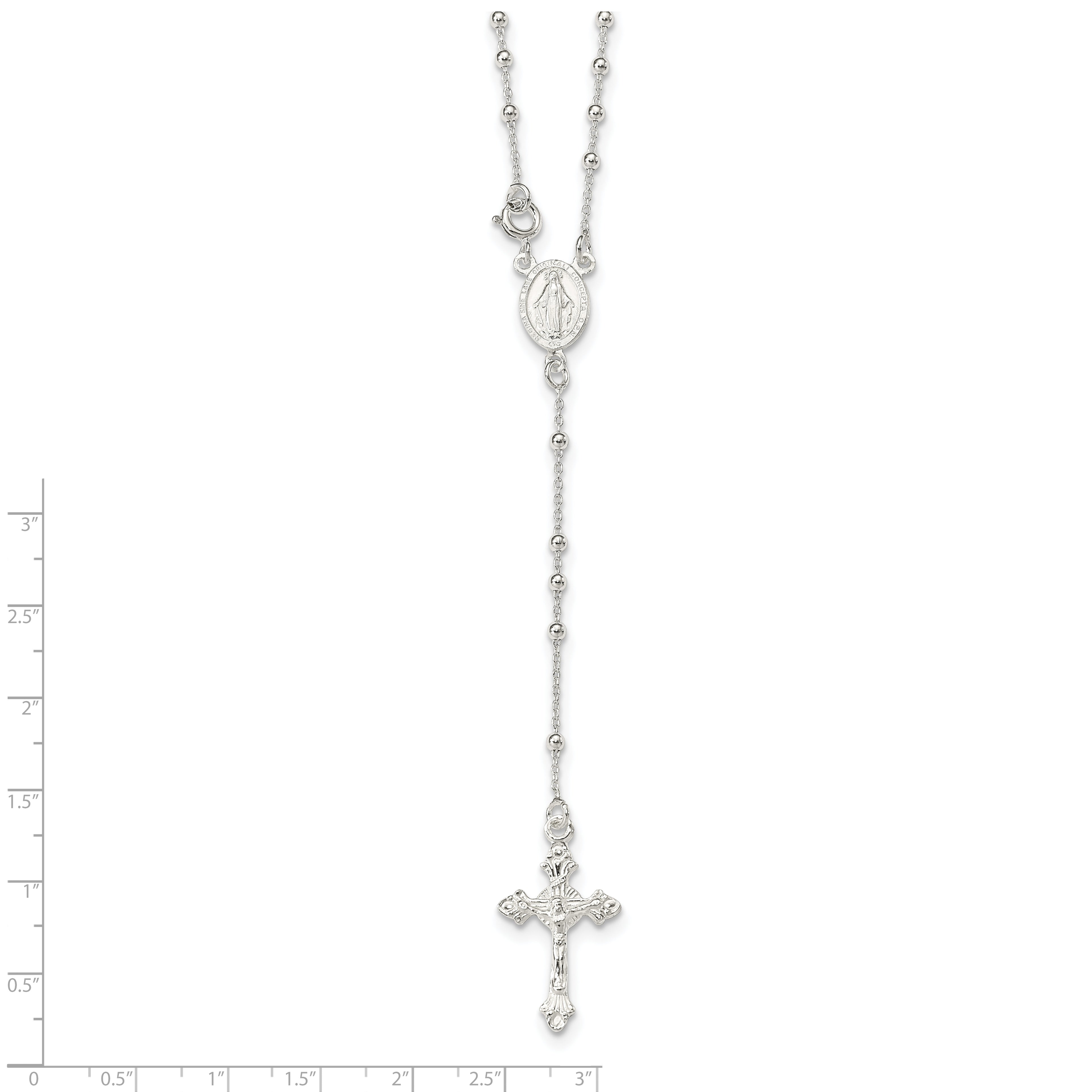 Sterling Silver 925 Rosary Necklace Polished Finish Elegant Women's Design