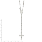 Sterling Silver 925 Polished Bead Rosary Necklace for Women 16 Inch