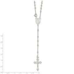 Sterling Silver Polished Bead Rosary 16 inch Necklace