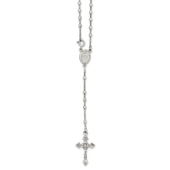 Sterling Silver 925 Polished Rosary Necklace 16 Elegant Design