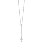 Sterling Silver 925 Polished Rosary Necklace 18 Women's Elegant Design
