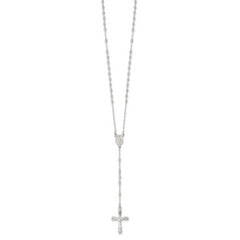 Sterling Silver 925 Polished Rosary Necklace 18 Women's Elegant Design
