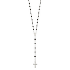 Women's Sterling Silver 925 Polished Black Onyx Rosary Necklace