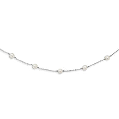 Sterling Silver Rh-plated Fresh Water Cultured Pearl Necklace