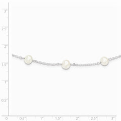 Sterling Silver Rh-plated (6-7mm) Fresh Water Cultured Pearl Necklace