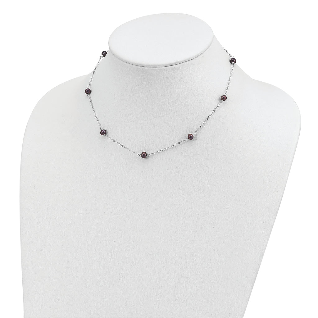 Sophia Jewelers Sterling Silver Peacock Pearl Necklace with Polished Finish